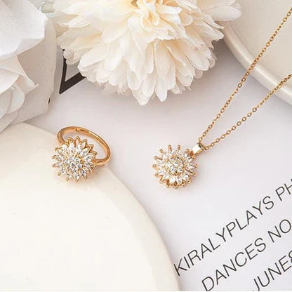 COLLAR Y ANILLO GIRASOL GIRATORIO